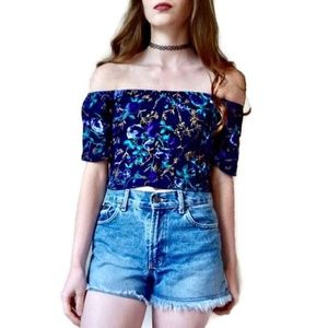 Urban Outfitters Off Shoulder Floral Boho Crop Top